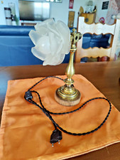 Lampe bronze : de chevet, bureau, à poser,  tulipe pâte de verre forme de rose