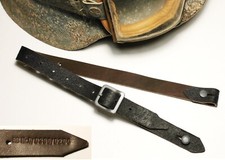 JUGULAIRE CASQUE ALLEMAND WW2 "RBNr. 0/0390/0204" cuir brun, boucle acier