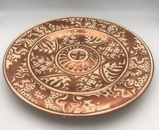 GRAND PLAT En CÉRAMIQUE Decor De Motifs Type HISPANO MAURESQUE Avec OMBILIC 30cm