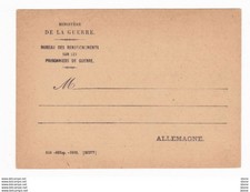 Carte en franchise militaire Bureau de renseignement sur les prisonniers guerre