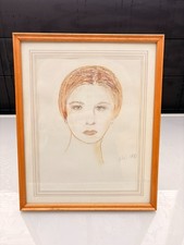 Ancien Dessin Tableau Portrait