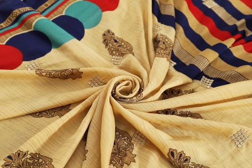 Beige couleur vintage sari - beige,