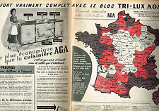 PUBLICITE ADVERTISING 104  1956  AGA   cuisinière  avec le bloc TRI-LUX  ( 2 pag