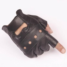 Gants De Moto En Cuir Noir Sans Doigts Gymnastique Cyclisme Conduite Motard /
