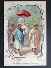 CPA Source St COLOMBAN Litho Madagascar PORTEURS de FILANZANE Chaise à Porteurs