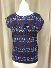 T-Shirt Femme imprimé Bleu "MIM" Neuf Taille S FR36 US4 UK8 EUR34