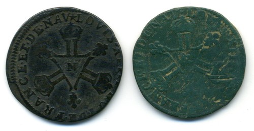 Louis xiv 2 monnaies - (4071),