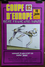Affiche originale ancienne 1982 coupe d'europe boxe Française - Savate /RS307