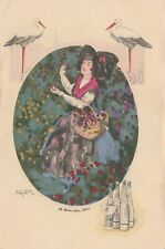 Carte publicitaire: Alsacienne - Cigogne - Mirabelle, quetsch, kirsch, framboise