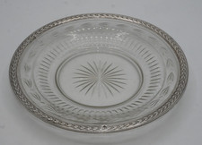 ASSIETTE RONDE EN ARGENT MASSIF POINCON MINERVE 1 ER TITRE ET CRISTAL