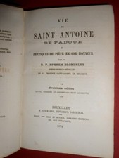 Vie de saint Antoine de Padoue et pratiques de piété  Ephrem Blondelet Ed 1874