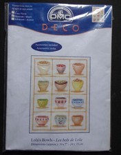 § kit point de croix compté DMC : LES BOLS DE LOLA sur toile de lin et perles