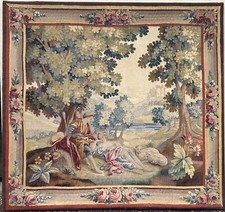 GRANDE TAPISSERIE  D’AUBUSSON LAINE ET SOIE SUR METIER DE BASSE LISSE - XIXE
