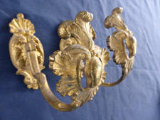 2 embrasses rideaux anciennes décoration laiton doré ajouré HT 13,5 cm