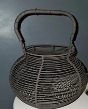 Panier de rangement antique en fil de fer (Salade ou œufs vintage décoratif !) 