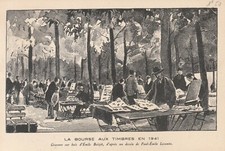 CARTE POSTALE LA BOURSE AUX TIMBRES EN 1941 - + YT 507 PARIS 25/11/41