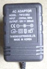 Adaptateur Secteur Chargeur Alimentation 12V DC 300mA TW12-300J (A15)
