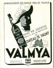 Publicité ancienne Valmya château de Valmy grand vin 1949 issue de magazine