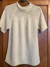 PULL OVER ECRU MANCHES COURTES NEUF COL MONTANT ACRYLIQUE  CANDA  T.M