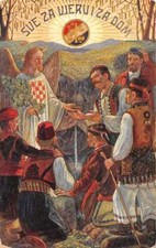 Religious Greetings Angel with Water Antique Postcard J79653