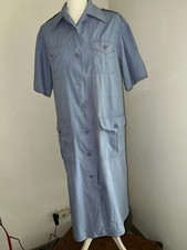 Robe d'été vintage saharienne bleu lavande en coton années 1970 taille 42/44