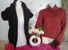 Lot vêtements occasion femme : Pull " Jacqueline Riu ", Gilet - T : 38 / 40