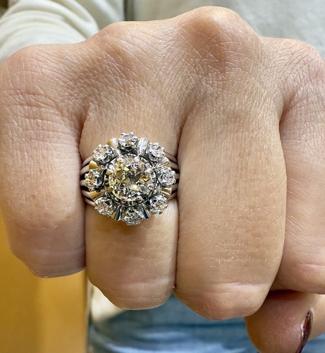 Bague ancienne blanc - or, 18