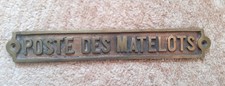 Plaque en laiton de 26 cm issue navire "POSTE DES MATELOTS" MARINE MILITAIRE