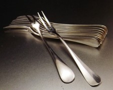 SFAM CHAMBLY 12 FOURCHETTES A ESCARGOT CRUSTACEES METAL ARGENTE VERS 1950