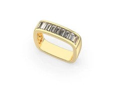 Bague Carrée En Or Jaune 10K Avec Diamant Taillé En Baguette Unique
