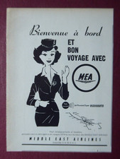 9/1960 PUB MEA MIDDLE EAST AIRLINES AIR LIBAN VISCOUNT HOTESSE FRENCH AD