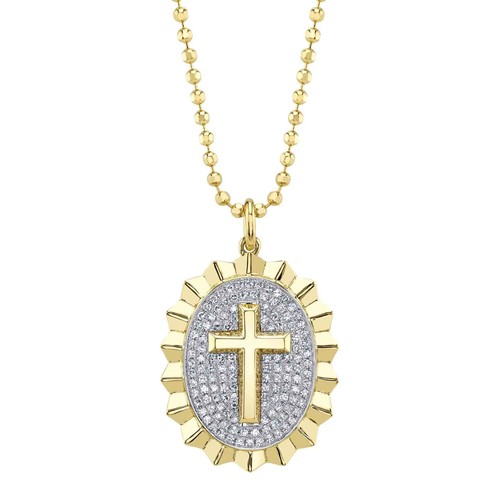 Collier croix diamant 14k - collier,