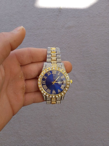 Montre femme luxe strass bleu