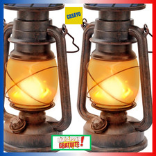 2 Lanternes Solaires Vintage Extérieur - Effet Flamme LED - Étanche IP44 Jardin