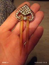 Peigne de chignon à Deux dents en corne Argent 