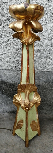 Lampe bois doré - sculpté, art