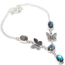 Collier bijoux fait main en argent sterling 925 pierre précieuse labradorite ...