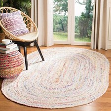 Tapis ovale 100 % coton tressé à la main tapis de sol de style moderne