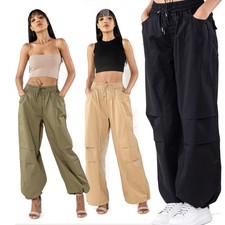 Pantalon Sportif À Jambe Large Droite Femme 100% Coton Taille Élastique