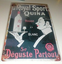 Plaque Métal Tôlée Vintage 20 X 30cm CAFE BAR APERITIF LE ROYAL SPORT QUINA NEWS