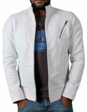 Veste en cuir blanc pour
