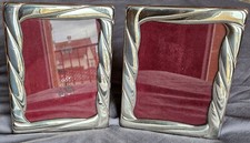 Paire de cadre s porte - photo italiens en argent massif ( sterling 925 ) & bois