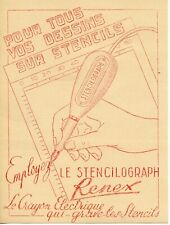 PUBLICITE- STENCILOGRAPH RENEX - CRAYON ELECTRIQUE 