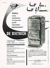 PUBLICITE ADVERTISING  1960   DE DIETRICH    poele automate PRESIDENT