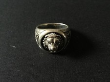 BAGUE ARGENT TETE DE LION ET
