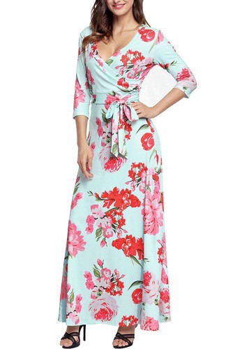 Light green pink floral wrap - light,