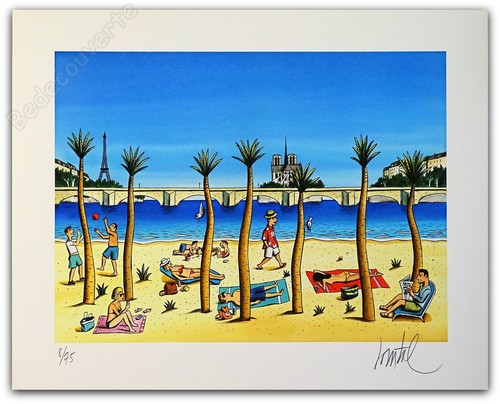 Loustal paris plage estampe - paris,