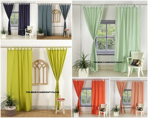 2pc solide coton rideau - 2pc, indien