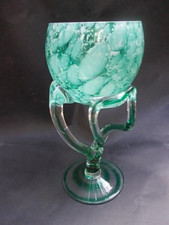Coupe verre soufflé à pied torsadé 22 cm type Murano Biot Fayence artisanal !