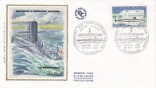 Enveloppe 1er jour Le Redoutable Sous-marin nucléaire français 1969 soie FDC 2